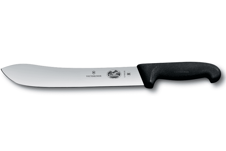 Couteau de boucher victorinox 5.7403.25 lame pointe large 25cm manche fibrox noir